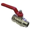 BALL VALVE + RED HANDLE 3/8"M x 3/8"F NICKEL PLATED - 0