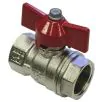 BALL VALVE + RED HANDLE 3/8"F x 3/8"F NICKEL PLATED - 0