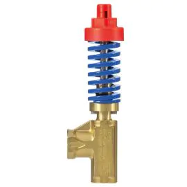 RM Suttner ST230 safety relief valve. This valve has a 3/8" female inlet and 1/4" female outlet. The valves maximum flow rate is 40l/pm.