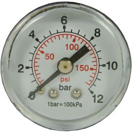 Pressure Gauge 0-12 Bar 1/8"M Rear Inlet