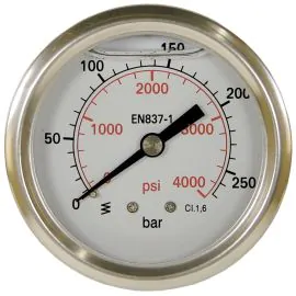 PRESSURE GAUGE 0-250 BAR WITH REAR ENTRY