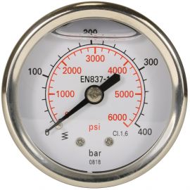 PRESSURE GAUGE 0-400 BAR WITH REAR ENTRY