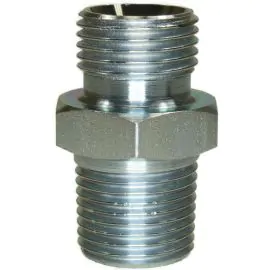 MALE TO MALE ZINC PLATED STEEL ADAPTOR BSP TO NPT TAPERED-1/2"M to 1/2"TM